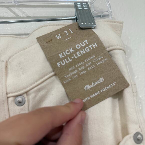 NWT Madewell Kick Out Full Length Jeans in Vintage Canvas Cream Tan Size 31 - Picture 8 of 12
